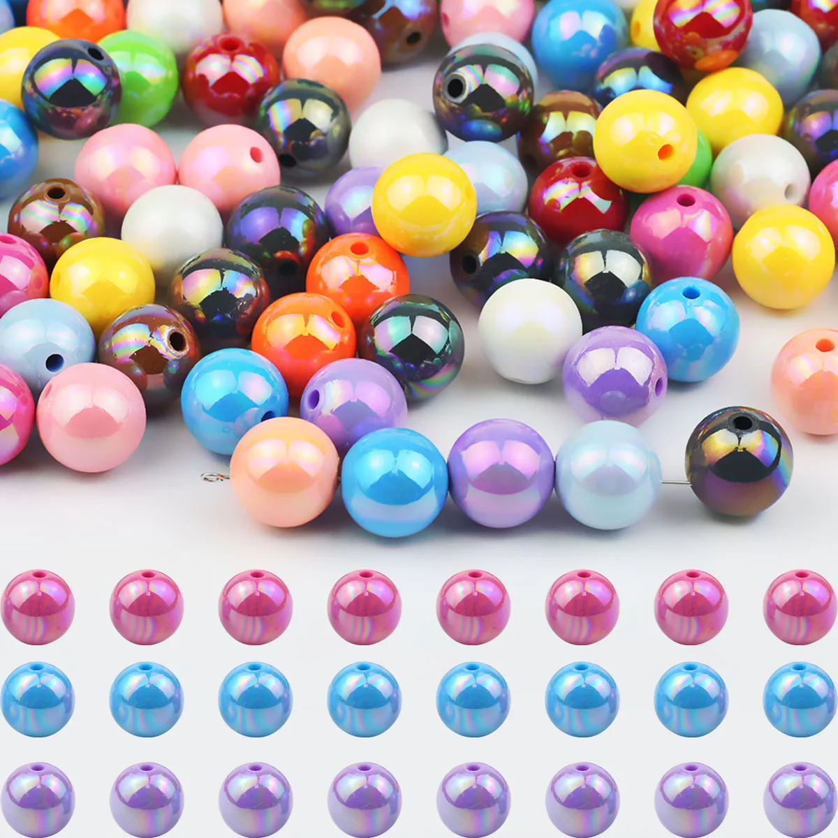 Vibrant 16mm Round UV Glitter Acrylic Beads for DIY Jewelry and Accessories