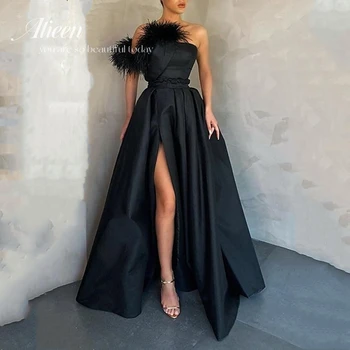 Sloping Shoulders Long Luxury Evening Dresses for Women 2023 Satin Ball Gown Ladies Luxury Guest Wedding Party Dress Aileen Robe 1