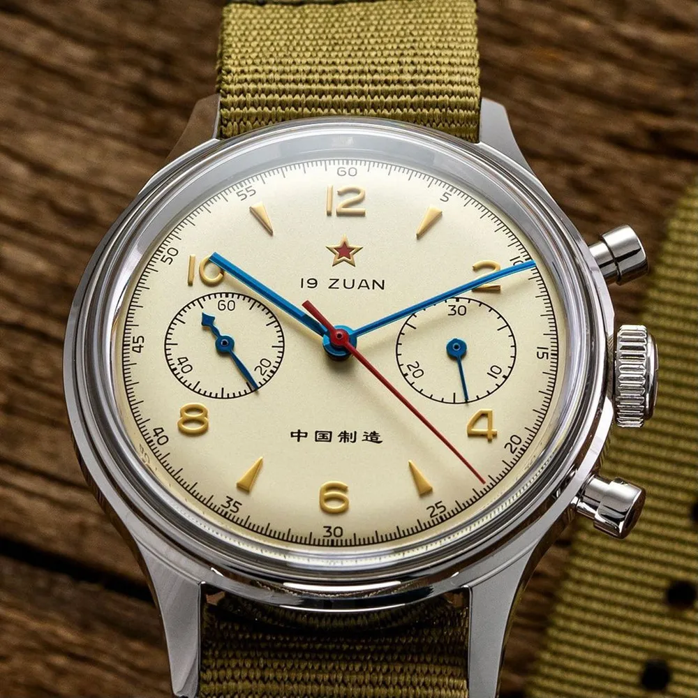 RED STAR 38mm Men's 1963 Chronograph Mechanical Watch Pilot with Seagull Movement ST1901 Air Force Aviation Sapphire Goose 40mm 3