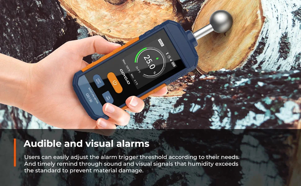 Digital Wood Moisture Meter Non-contact Spherical Timber Damp Detector LCD Scree