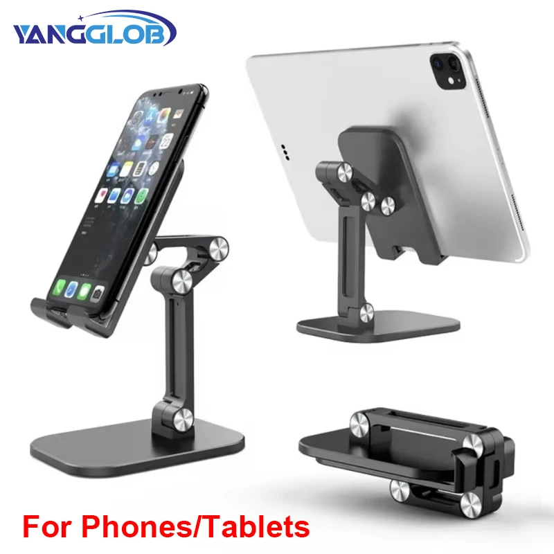 Motorcycle Phone Holder Three Sections Foldable Desk Mobile Phone Holder For iPhone for iPad Tablet Flexible adjustable Lazy phone holder ABS material