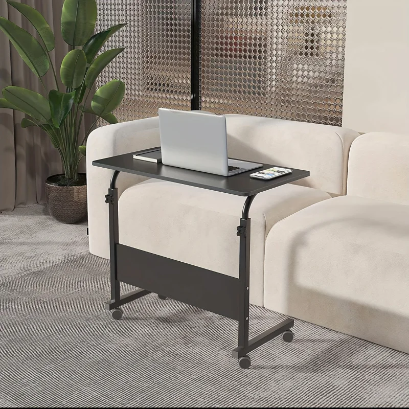 Multifunctional Adjustable Bedside Table MDF/Iron/4 Wheels With Brake, Silver Grey