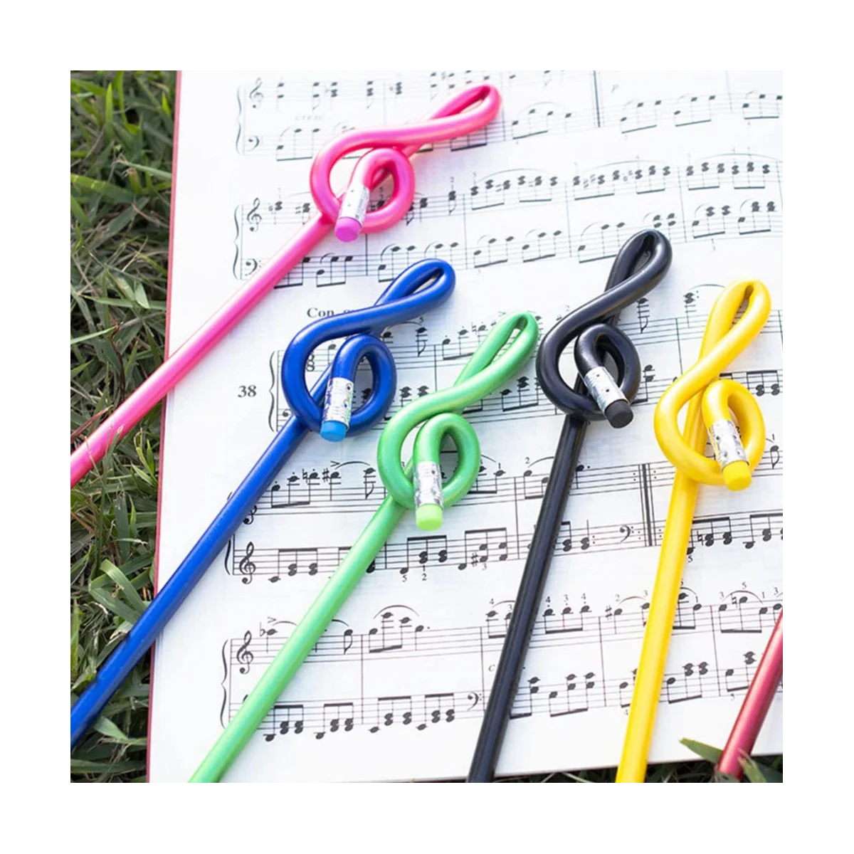 12Pcs Students Note Pencils Musical Note Pencils with Eraser Colorful Music  Pencils Wooden Treble Clef Bent Pencil - AliExpress