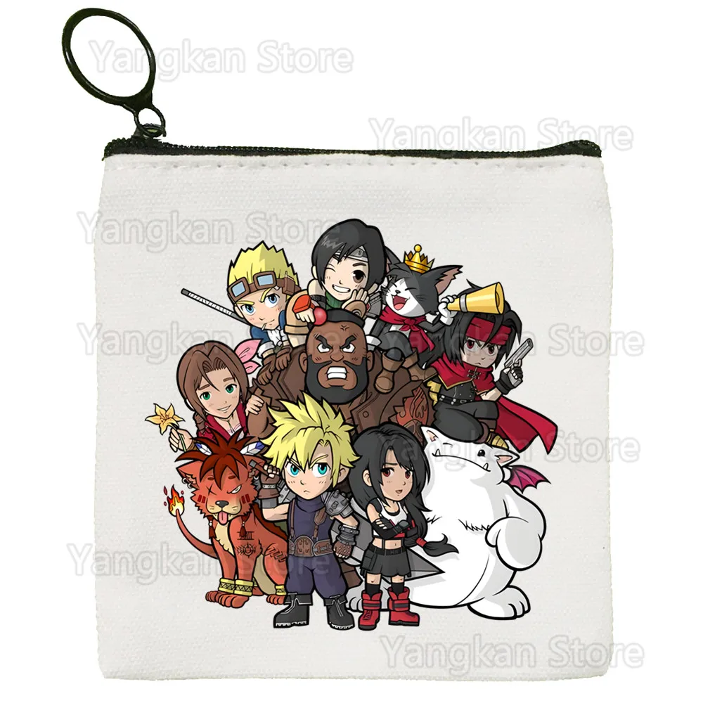 Final Fantasy 7 FF7 Coin Purse Canvas Student Wallet Coin Case Zipper Hand Female Key Case