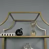 Gold Satin Finish Metal Bookshelf 5 Tier Glass Shelving Unit Office Kitchen Living Room 30"x14.49"x70.87" Assembly Required 3