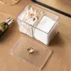 Clear Plastic Cotton Swab Holders Cotton Ball Container Vanity Organizer Makeup StorageBox Dispenser Jars with Lids for Bathroom 4