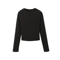 T Shirts for Women Cotton O Neck Long Sleeve Sexy Tops Autumn Casual Skinny Slim Basic Woman TShirts Black White Grey Clothing - Image 2