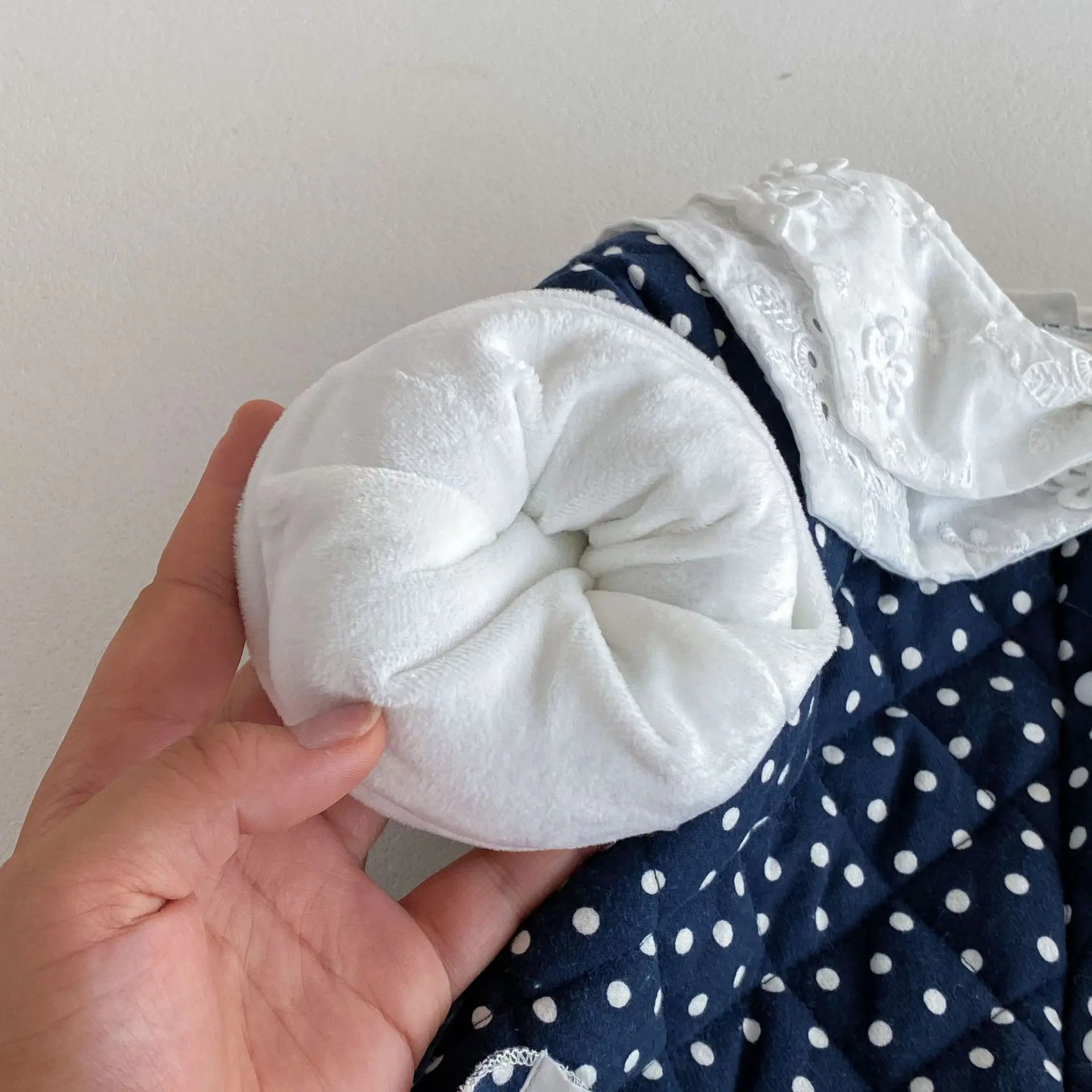Winter Newborn Infant Baby Girls cotton princess polka dots thick lapel crawl Kids Onepiece Fashion Baby Clothing