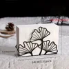 1pc Metal Ginkgo Leaf Napkin Holder,Tissue Holder For Restaurant Hotel Cafe,Dining Table Vertical Square Towel Paper Holder Base 3