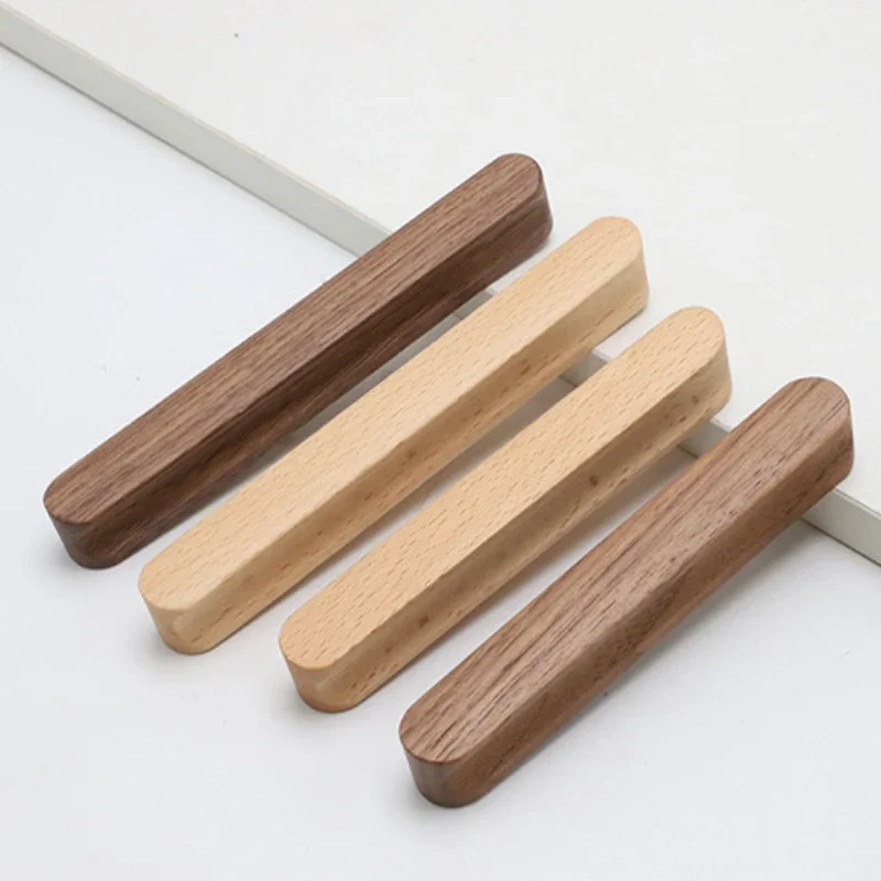 Furniture Handles Cabinet Door Wooden Handle Cabinet Wardrobe Door Handle Bow Shaped Beech Walnut Drawer Wooden