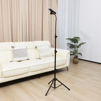 1Set Microphone Stand Floor Tripod Adjustable Heavy Duty Mic Holder Stable Mic Stand for Studio Recording Performance 1