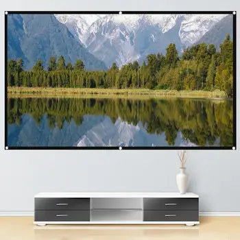 Foldable Projector Screen 16:9 Anti-Crease Projector Screen 4K HD 60-130 Inch Portable Movie Screen For Home Cinema Theater 3
