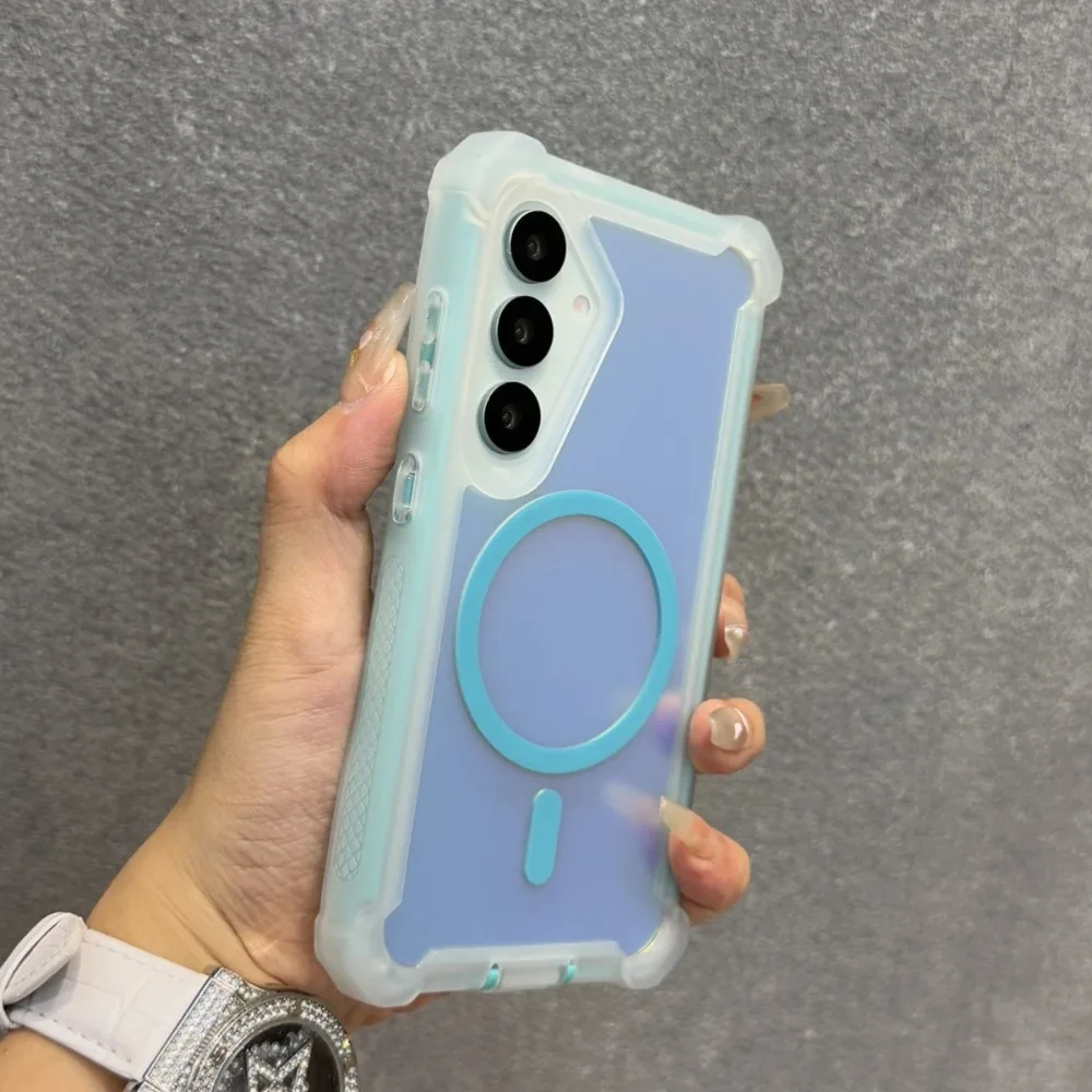 Luxury Gradient Aurora Magnetic Phone Case with Bling Back Cover