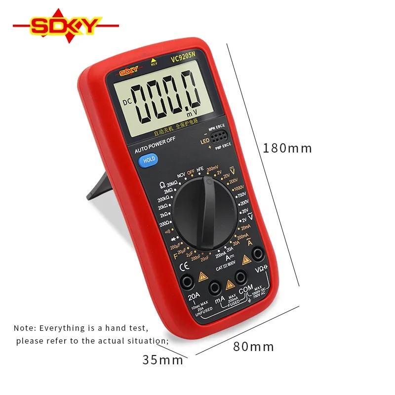 SDKY VC9205N 2000 카운트 디지털 멀티미터, AC/DC 전압 전류 테스터, 전기 테스트 계량기, 전문 아날로그 멀티미터