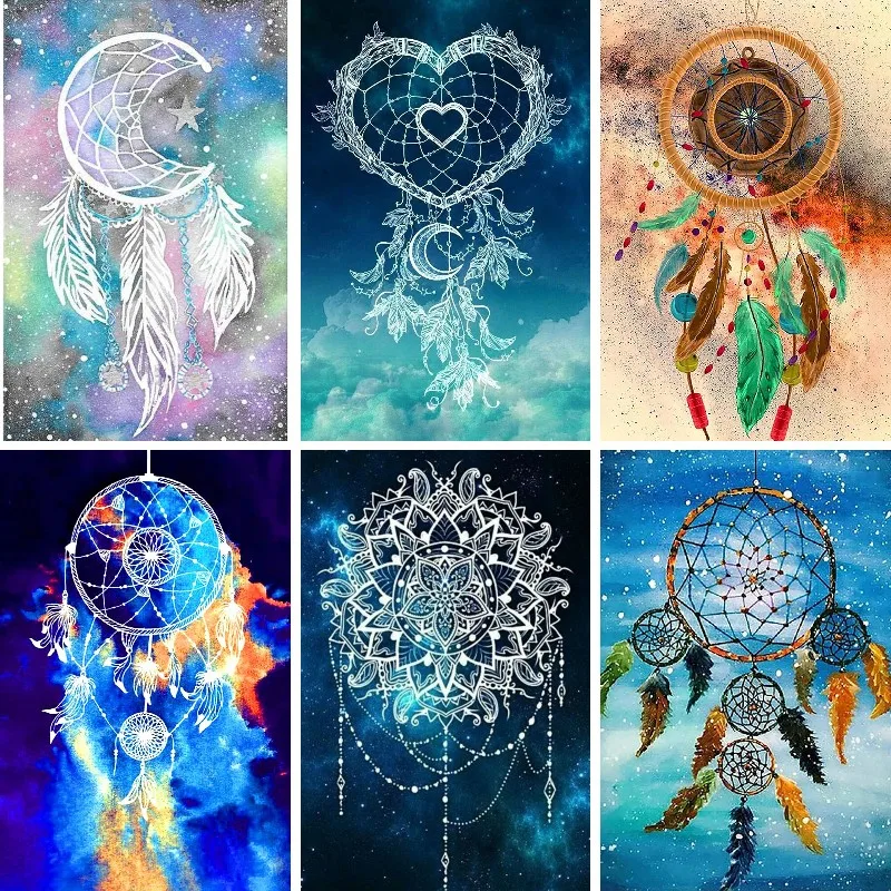 

5D полноразмерная Алмазная картина «сделай сам», космическая синяя мандала, Ловец снов, домашний декор, искусственная вышивка, мозаика, набор для рисования