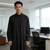 New Saudi Arabic Men Buttons Long Sleeve Robe Kaftan Abaya Dress Muslim Dubai Turkey Gown Ramadan Jubba Thobe Daffah Dishdasha