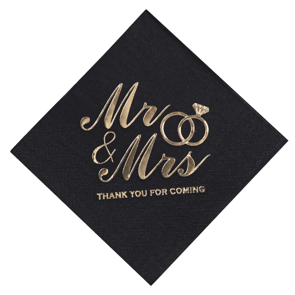 100PCS Mr&Mrs Wedding Paper Napkins Disposable 3-PLY 10inch disposable tableware paper napkins