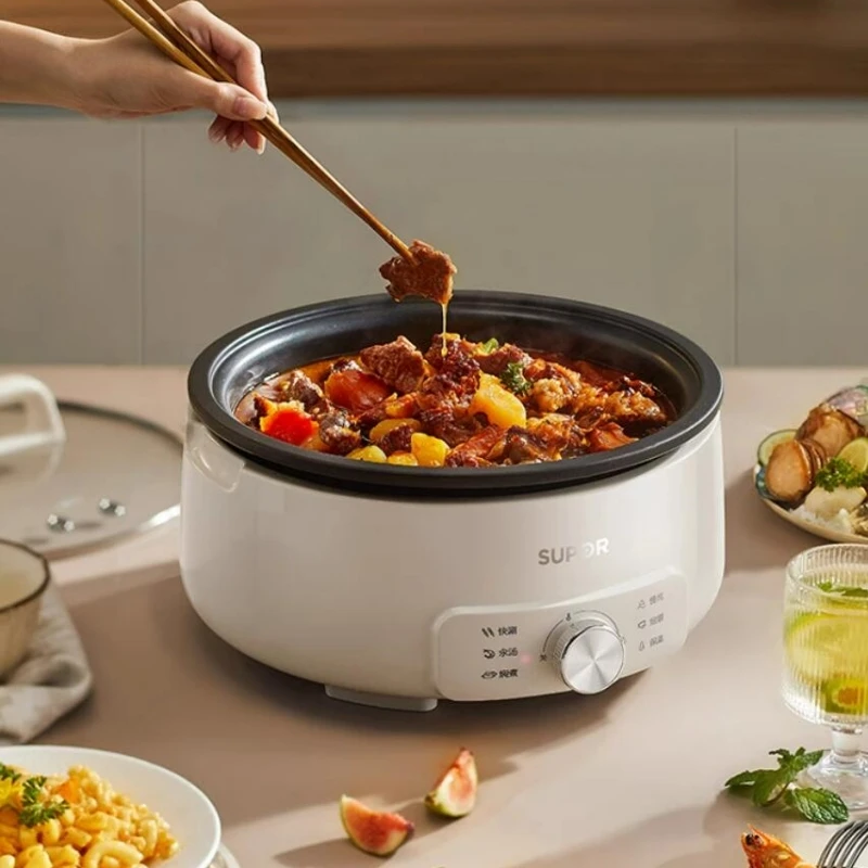 SUPOR 220V Multifunctional Split Electric Hotpot Household 4L Electric Cooker 1500W Small Electric Wok Frying Pan 3