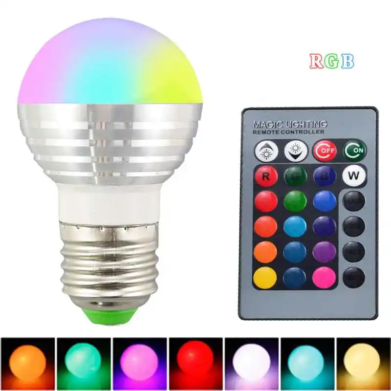 

E27 LED Bulbs 6W RGB + White 16 Color LED Lamp AC110V 220V Changeable RGB Bulb Lights With Remote Control + Memory Function