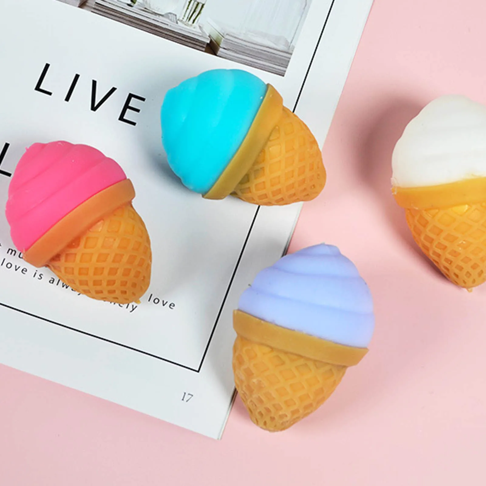 

Antistress Ball Mini Squeeze Ice Cream Cute Kawaii Stretchy Healing Stress Hand Pinch Fidgets Vent Toys