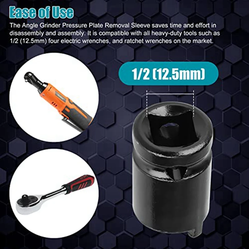 Angle Grinder Socket Wrench,Angle Grinder Pressure Plate Removal Sleeve,Steel Angle Socket Wrench Adapter