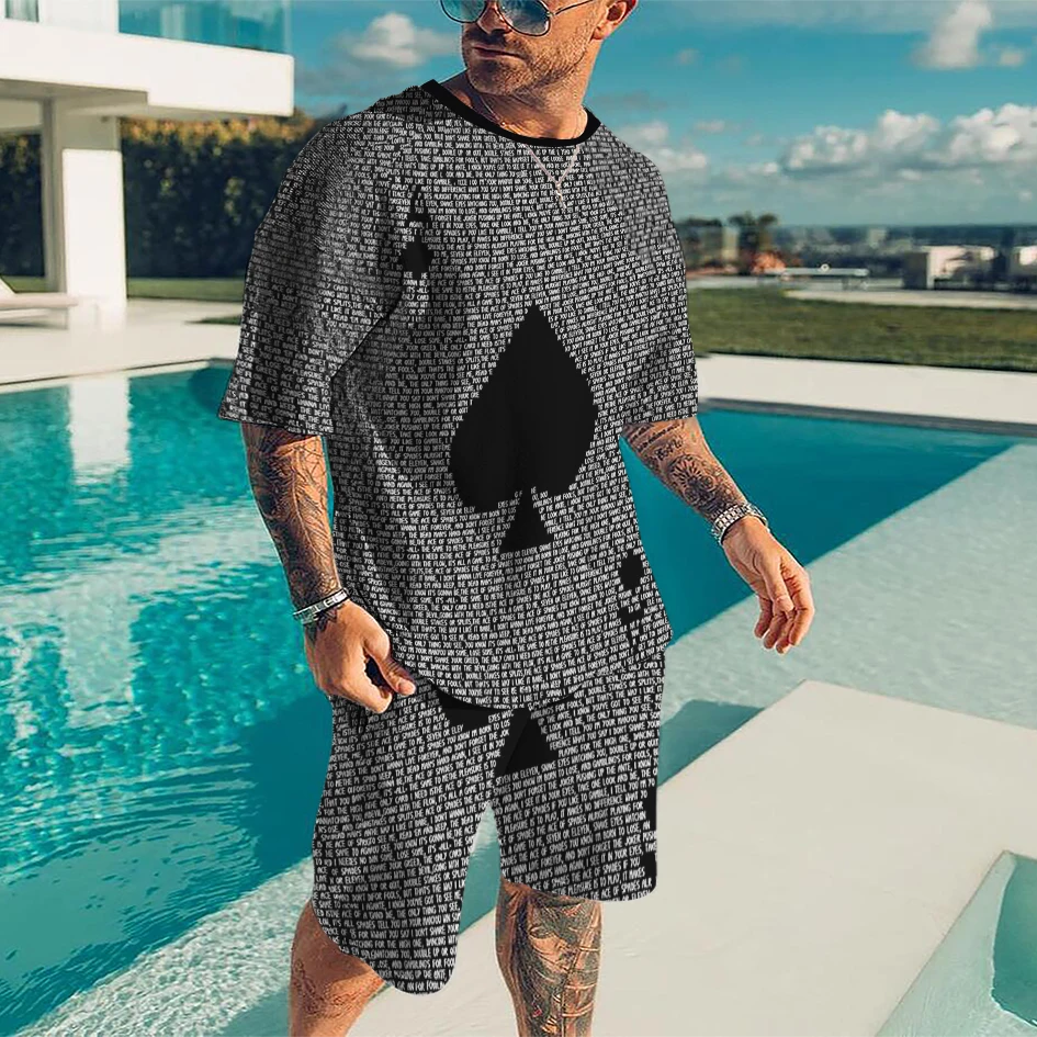 Summer New Men Sets Shorts Outfits Male Clothing T Shirt Suit 2 Piece 3D Print Casual O-Neck Tracksuit Oversized Beach Sportwear