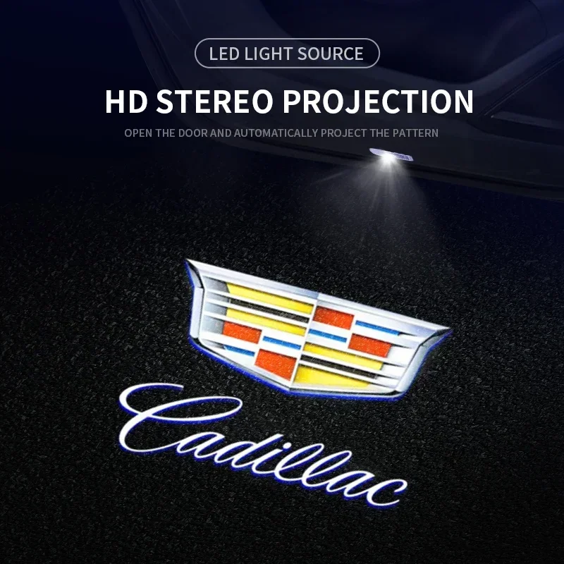 2개 LED 웰컴 램프 자동차 도어 라이트 로고 레이저 프로젝터 조명 엠블럼 (캐딜락 CT5 CT6 XT4 XT5 XT6 ATS SRX XTS CTS 용)