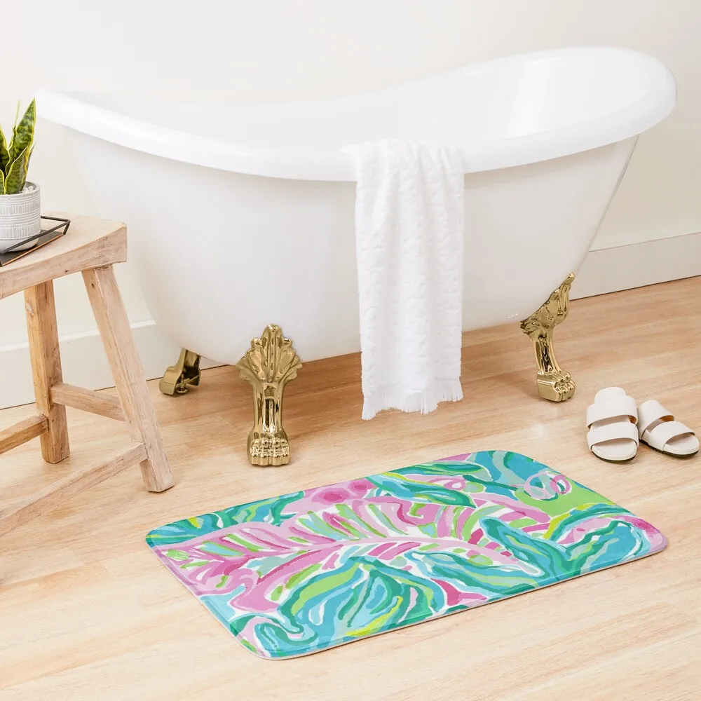 

Nature Pink Leaf Garden Bath Mat Bathroom Use Bathroom Foot Carpet Anti Slip Floor Toilet Mat