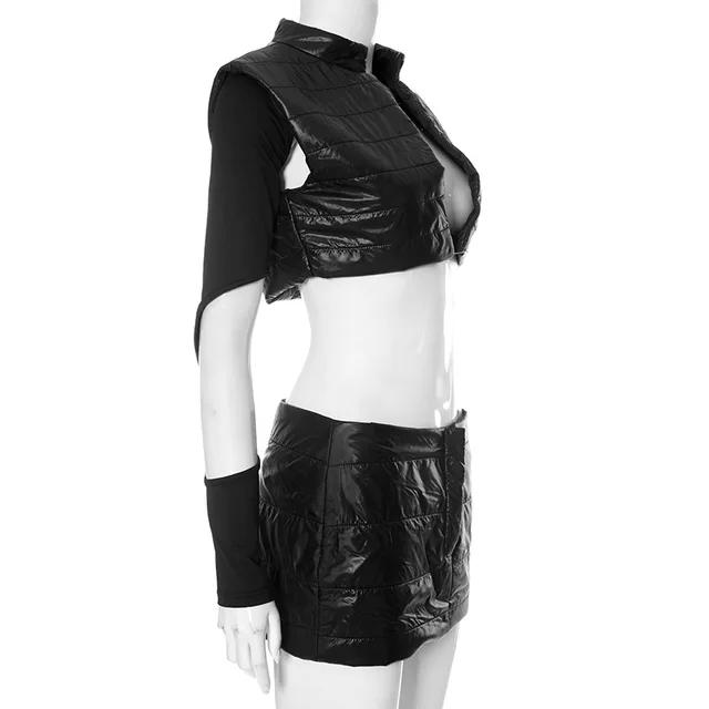 2 Piece Puffer Jacket Skirts Set 14