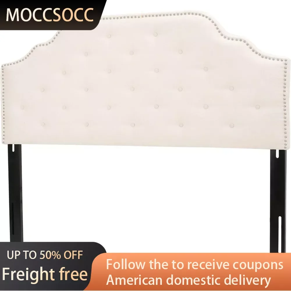 Queen / Full Adhesive Upholstered Headboard for Full Size Bed Silas Fabric Headboard Ivory Freight Free Double Bed Headboards