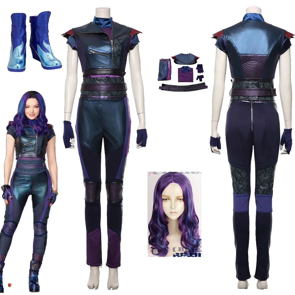 Descendants 3 Mal Cosplay Costume Vest Pants Wig Shoes Women Girls Outfits Fantasia Clothes Halloween Carnival Party Role Suit