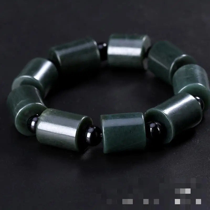 

Натуральный нефритовый Большой браслет с бусинами для мужчин и женщин, исцеляющий драгоценный камень, Изящные Ювелирные изделия, подлинный нефритовый зеленый браслет