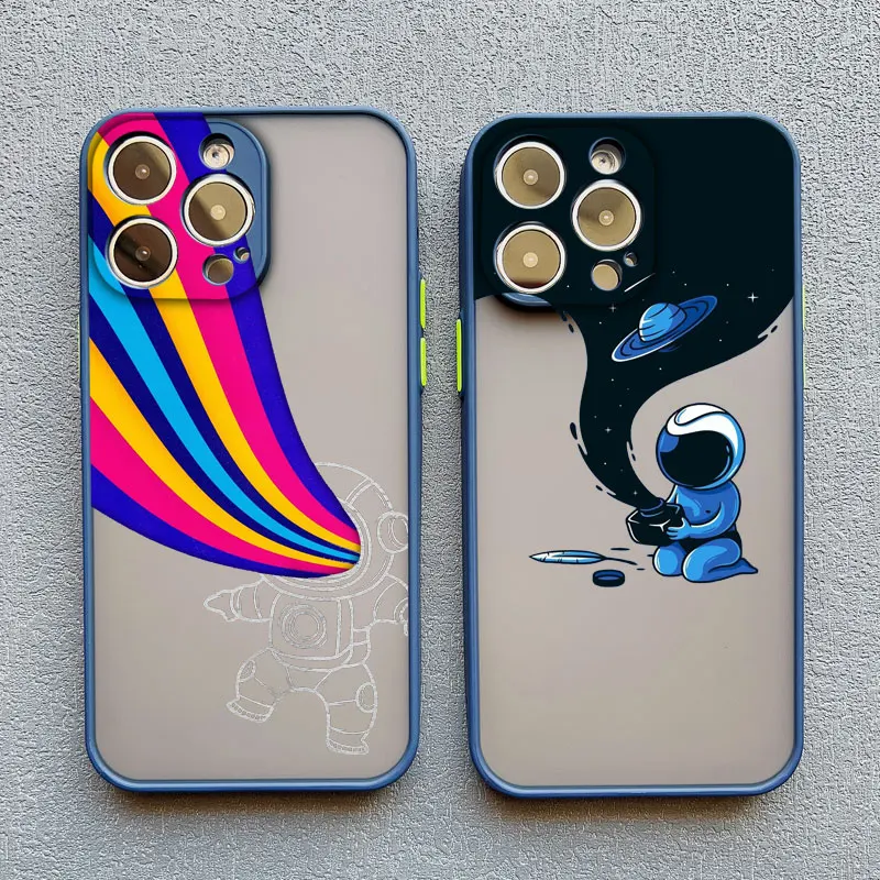 Niedliche Raumfahrer Cartoon Raumschiff Handy hülle für iPhone 13 11 Pro Max Mini 15 14 12 Pro Max XS XR XS stoß feste Rückseite Stoßstange – Detail 13