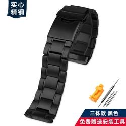 Solid Stainless Steel 22mm Men's Watch Band | Durable Metal Strap - 22mm Width (Black A)