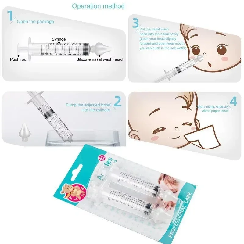 2pcs Baby Nose Cleaner Rhinitis Nasal Washer Needle Tube Baby Nasal Aspirator Cleaner Syringe Baby Nose Washing for Children