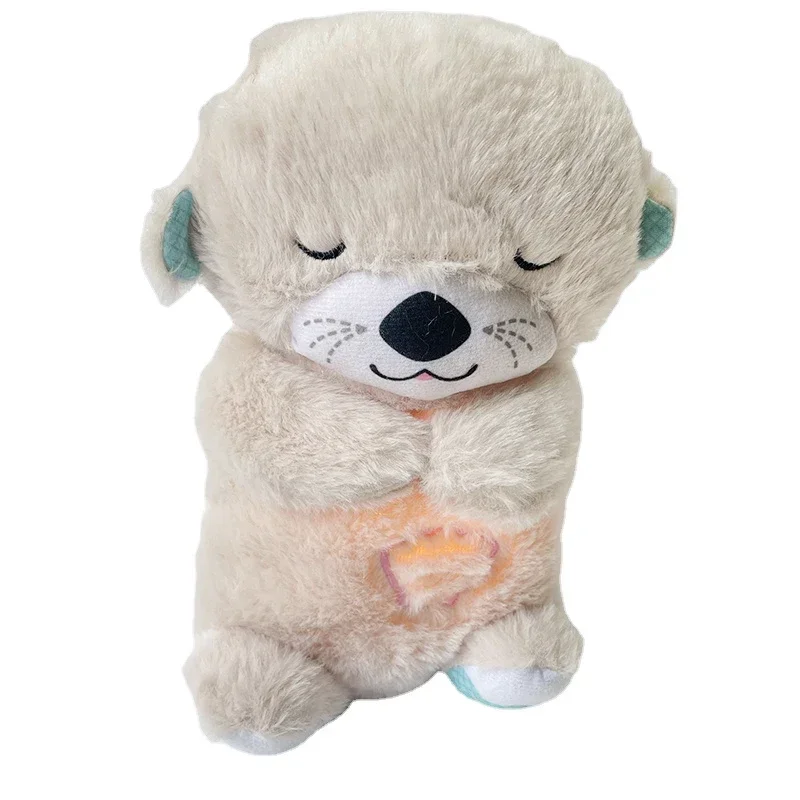 호흡 곰 진정 수달 봉제 인형 장난감, 아이 진정 음악 수면 동반 소리와 빛 인형 장난감 선물