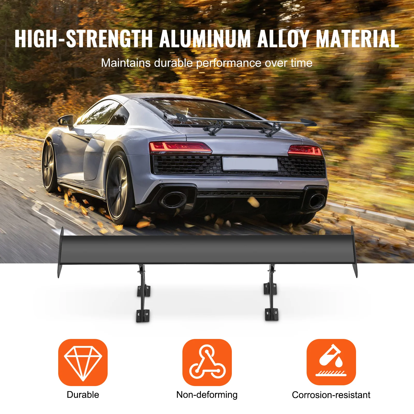 SucceBuy GT Wing Car Spoiler 43.3 inch Universal Spoiler with Single Deck Adjustable Lightweight Aluminum Car Rear Spoiler Wing