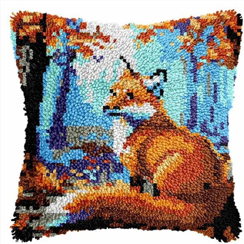 Animals Series Latch Hook Embroidery Cushion Pillows Knot Pillow Package Set For Needlework horse Tiger Wolf Pattern Latch Hook carpet embroidery kit