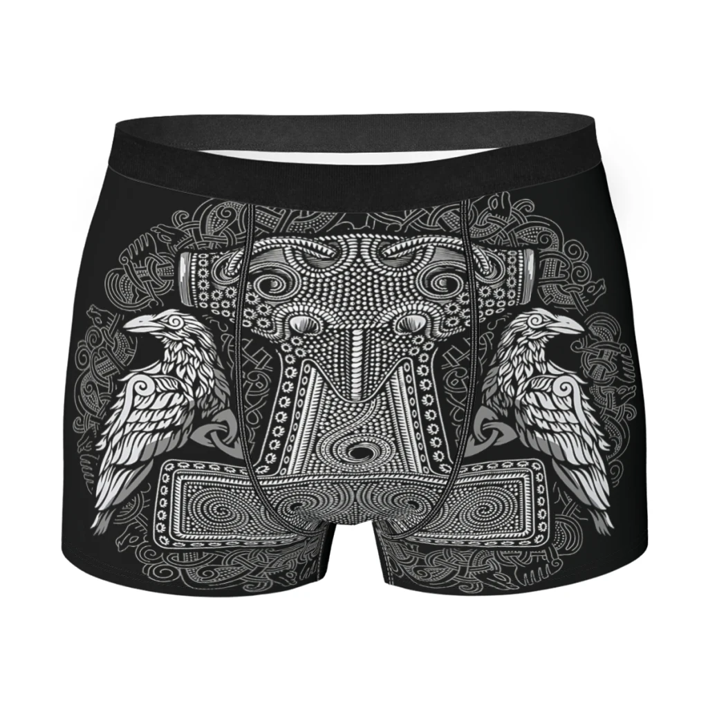 

Raven Hammer Mjolnir Norse Pagan Knotwork Ravens Viking Underpants Homme Panties Men's Underwear Comfortable Shorts Boxer Briefs