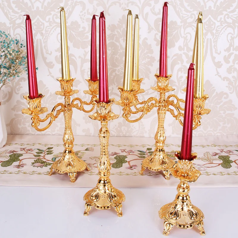 

Vintage Candle Holders Stand Zinc Alloy High Quality Pillar For Wedding Portavelas Candelabra