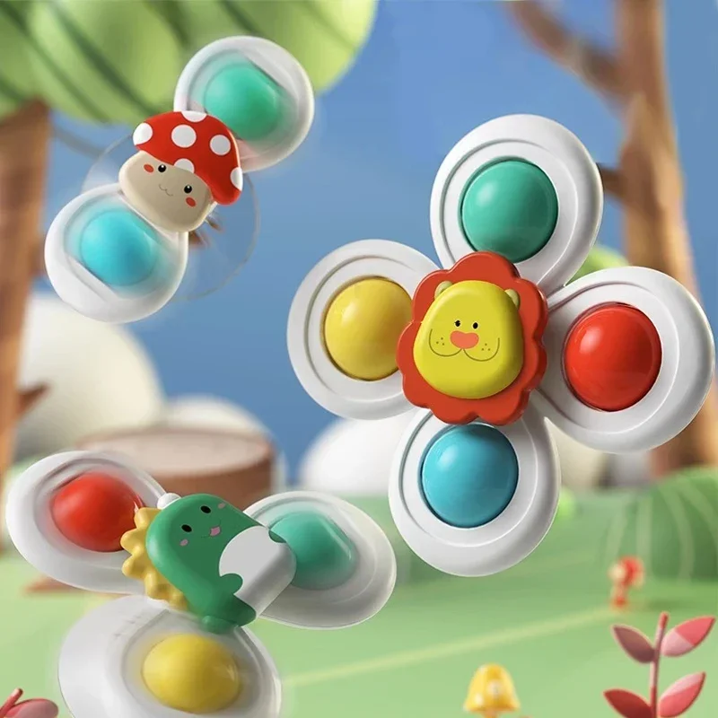3PCS Suction Cup Spinner Toy Baby Bath Funny Game Educational Toys For Children Girls Boys Infant Sensory Stress Reliever Gift 4