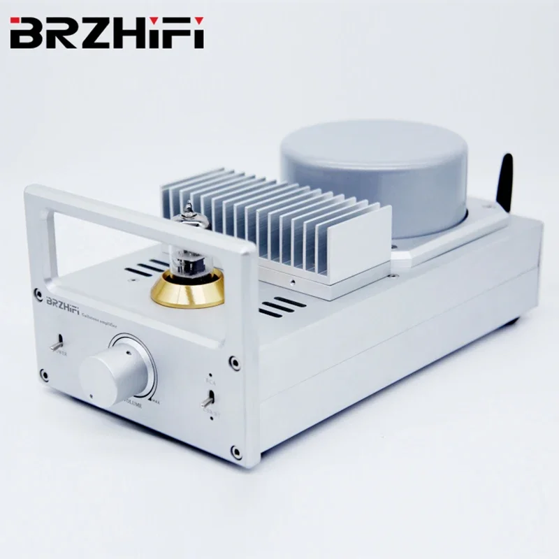 

BRZHIFI Factory Price Class AB 2X40W Gallstones Combined with Bluetooth Power Amplifier 6H3 Tube +STK407-050 Fantasy Human Voice