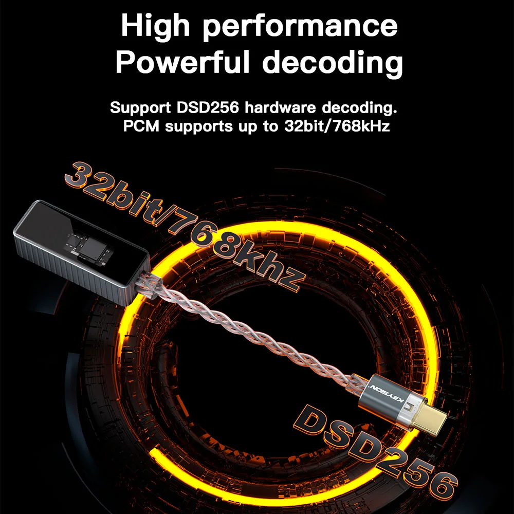 KEYSION Dual Chip CS43198+CT7601 Portable USB HFI DAC&AMP Mini Headphone Amplifier Lossless Portable Dongle DSD256 32Bit/768KHz