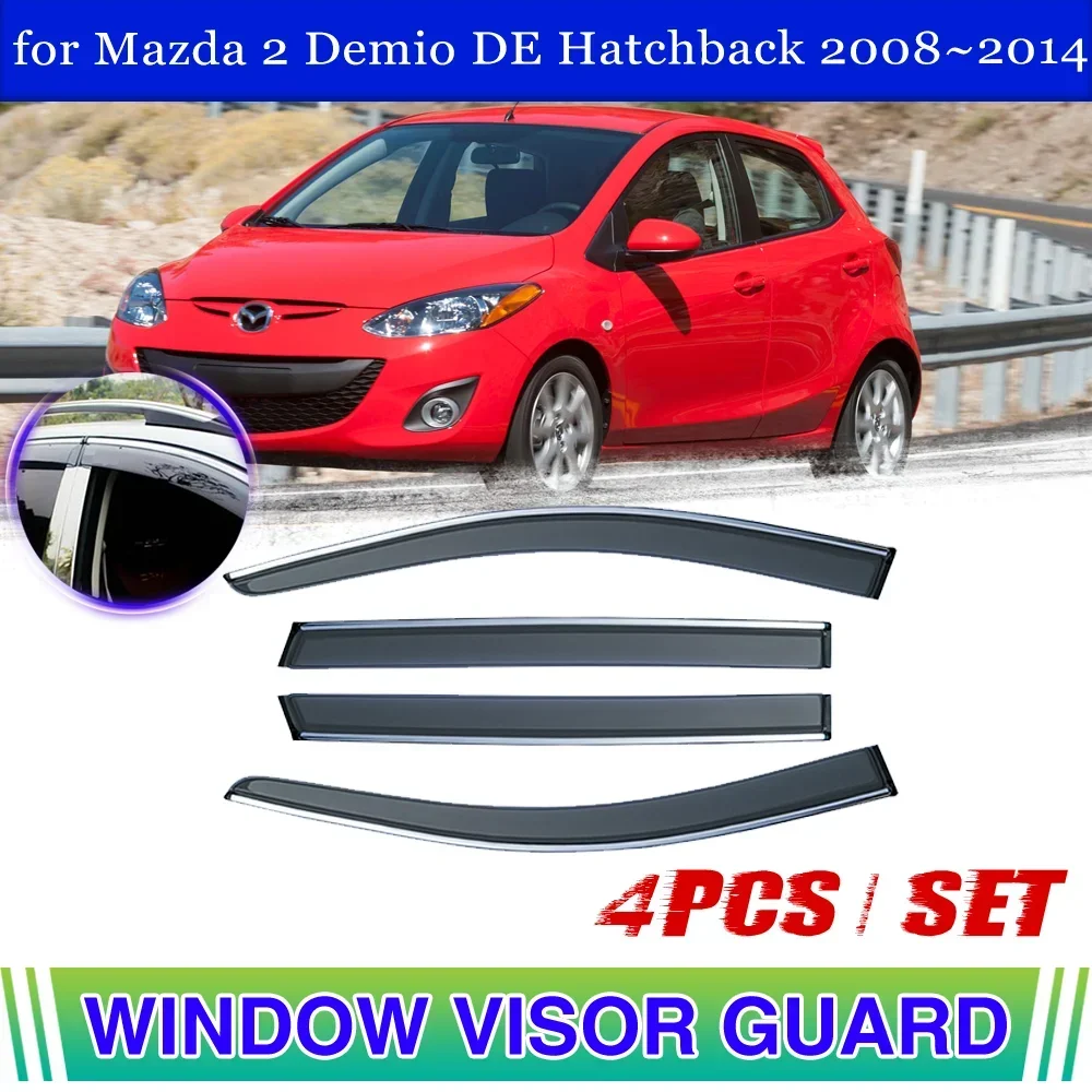

Козырек для окна автомобиля для Mazda 2 Demio Mazda2 DE DH 2008 ~ 2014 2009,2009 2010 2011 2012 2013 дефлектор для вентиляционного отверстия, двери, дождя, бровей, дыма, аксессуары