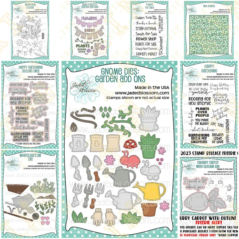 Gnome Garden 식물 금속 절단 다이 스탬프, 스크랩북 일기 장식, 엠보싱 컷 다이 템플릿, DIY 인사 카드 추가