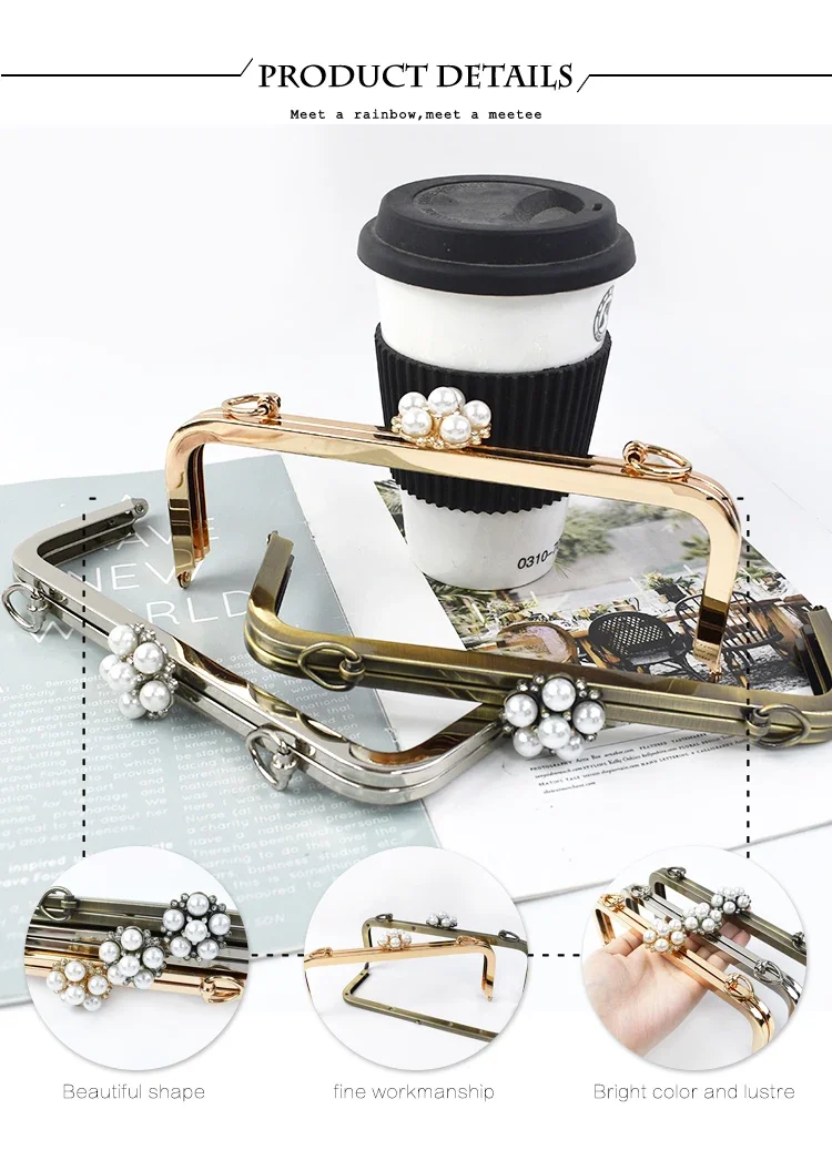 1/2Pcs Deepeel 20cm Metal Purse Frame Bag Handle Handbag Kiss Clasp Woven Bags Sewing Brackets Handles Crafts Accessories