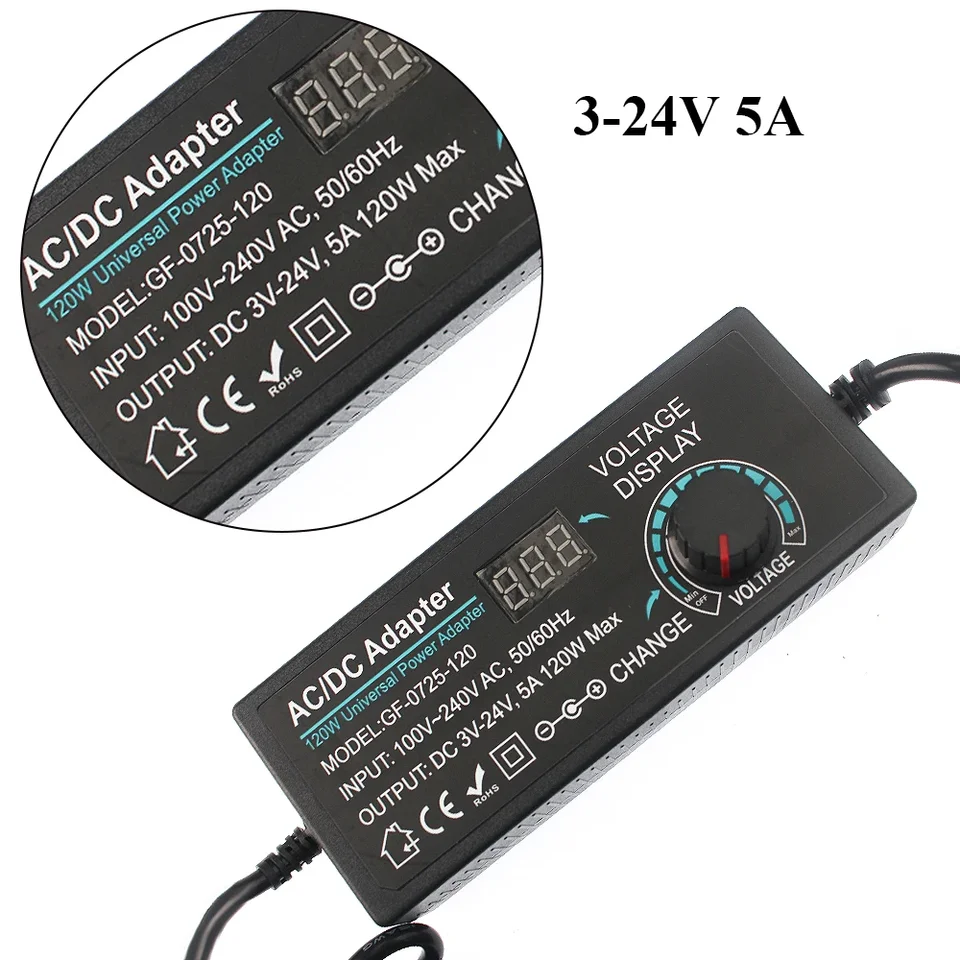 Alimentatore Universale Regolabile 3V-24V 3A 72W – Adattatore AC/DC Con Display LED, 14 Connettori E Inversione Di Polarità - 6