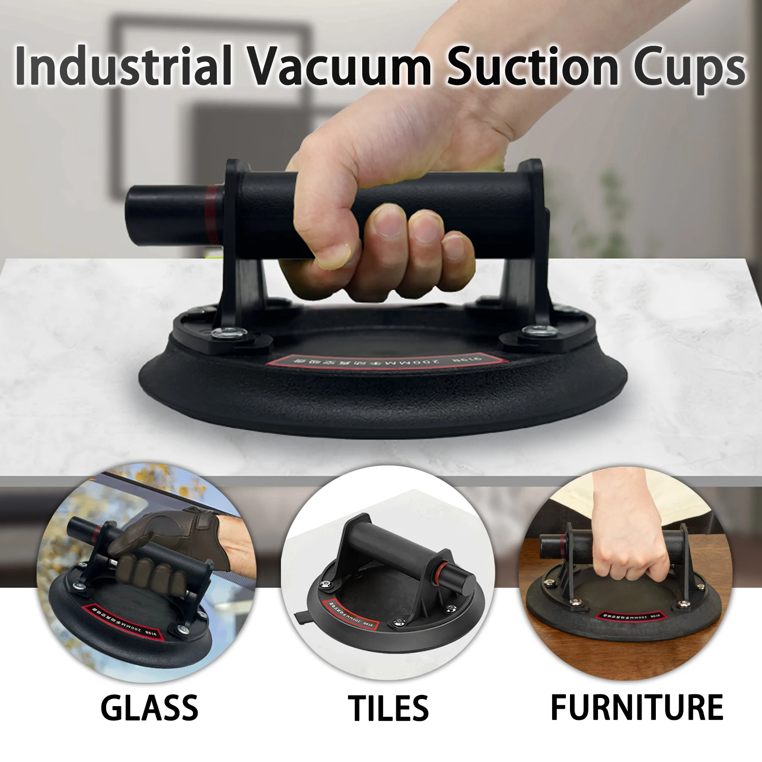 New 8 Inch 200KG Vacuum Suction Cups Powerful Heavy-Duty Hand Pump Sucker Lifted Magnets Handling Tools