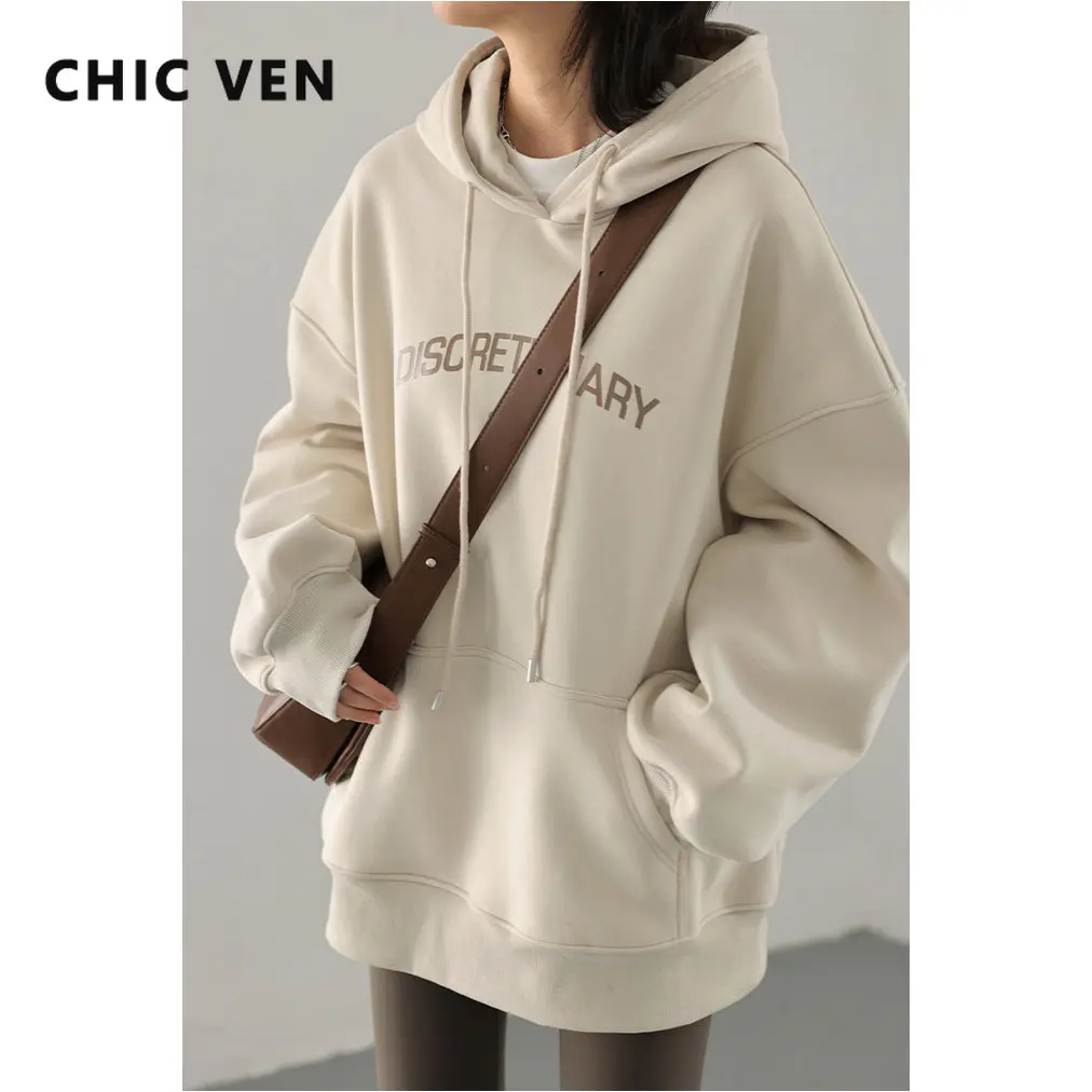 CHIC VEN Women Sweatshirts Loose Hoodies Streetwear Casual Letter