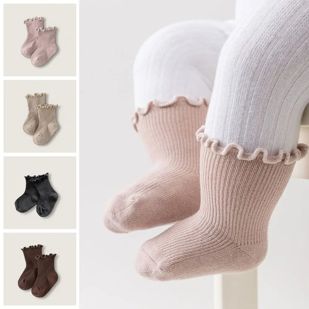 6Pairs Ruffle Baby Cotton Socks Breathable Cute Kids Short Tube Socks Mid-calf Autumn Spring Toddle Sweet Socks Newborn